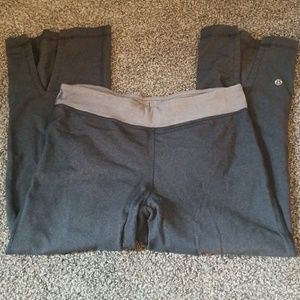 Grey lululemon crops.  Not fitted at bottom